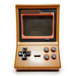 Realistic of handheld vintage console that brings back the nostalgia of old games, red buttons, IA generative