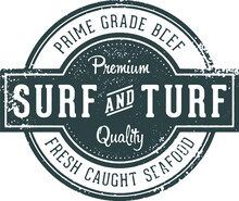 Surf And Turf Vintage Menu Design Stamp