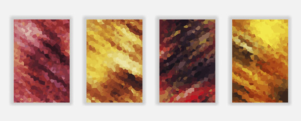 Poster - set of Abstract stylish low poly geometric texture with shapes. Background for banner, flyer, business card, poster, wallpaper, brochure
