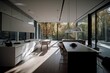 © FrankBoston - Impressive modern interior design with an open plan kitchen and cozy living room, generative ai