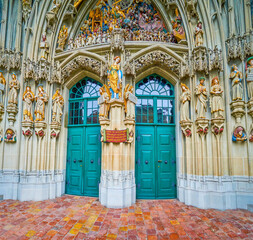 Poster - Carved sculptures of the Last Judgment portal of Bern Minster, Switzerland