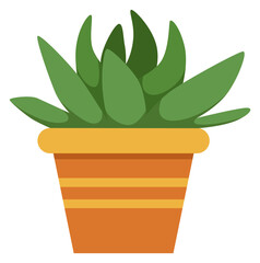 Sticker - Aloe houseplant. Green plant in flowerpot. Home decoration