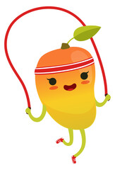 Wall Mural - Mango jumping with skipping rope. Cartoon fruit mascot