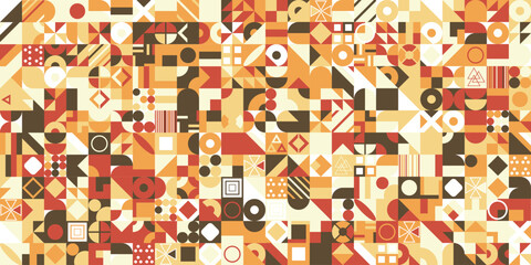 Poster - Geometric pattern with different colorful figures. Background for poster, banner, wallpaper, flyer, brochure
