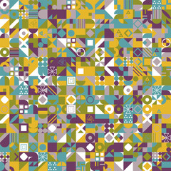 Poster - Geometric pattern with different colorful figures. Background for poster, banner, wallpaper, flyer, brochure
