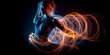 © Fox_Dsign - une femme qui danse sur fond noir avec effet de light painting - generative ai