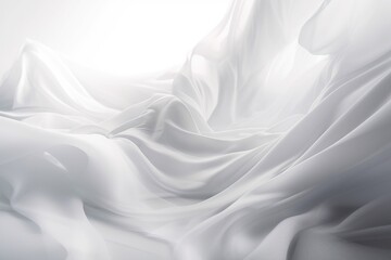 Wall Mural - a white background with flowing white fabric on the bottom of it. generative ai