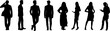 8 Business Personen Silhouetten - 4 Männer 4 Frauen
