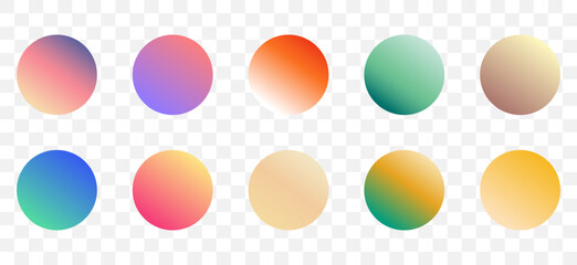 Poster - set of round vector gradient. multicolor sphere. modern abstract background texture. template for de