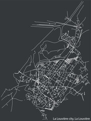 Detailed hand-drawn navigational urban street roads map of the LA LOUVIÈRE MUNICIPALITY of the Belgian city of LA LOUVIÈRE, Belgium with vivid road lines and name tag on solid background