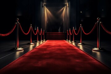 Luxury red carpet with selective focus. AI generated, human enhanced