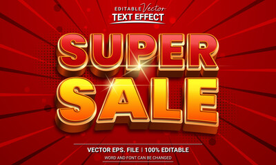 Super sale 3d editable illustrator text effect on red background