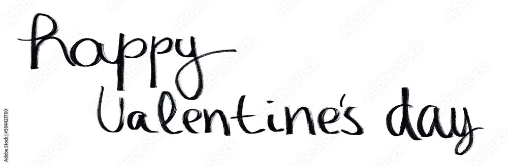 Happy Valentine's Day handwritten lettering with marker pen, black on ...
