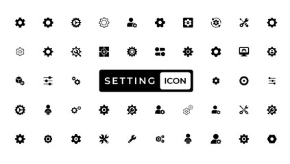 settings icon in different style vector illustration. two colored and black settings vector icons