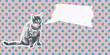 © Porechenskaya - Contemporary digital collage art. Modern trippy design. Cat and dialogue