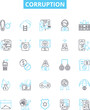 © Nina - Corruption vector line icons set. Corrupt, Bribery, Misappropriation, Fraud, Graft, Misuse, Misrule illustration outline concept symbols and signs
