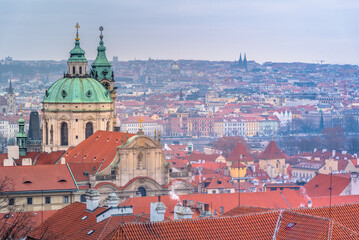 Wall Mural - Cityscape of Prague with medieval towers and colorful buildings, Czech Republic