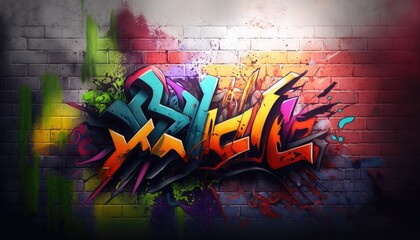 Poster - graffiti on the wall background