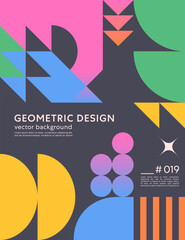 Wall Mural - Abstract bauhaus geometric pattern background with copy space for text.Trendy minimalist geometric design with simple shapes and elements.Modern artistic vector illustration.