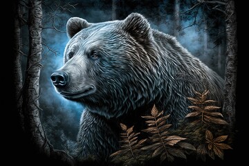 Wall Mural - silver forest bear: legends of the wild generative ai
