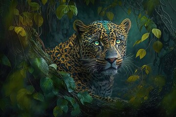 Wall Mural - the mystic leopard of the indian jungle generative ai
