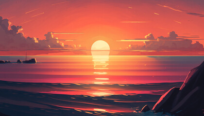 Wall Mural - sunset over the sea generative ai