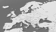 3d map of Europe with borders on the gray background. Political map of Europe with names of the countries. 3D illustration.