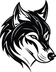 Wolf vector illustration Black and white, black on white background, isolated, logo, tattoo