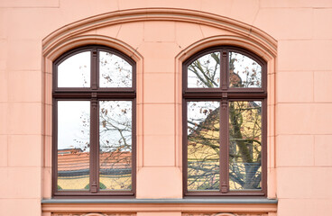 Wall Mural - view of beautiful building with wooden windows