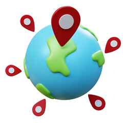 Fototapete - 3D earth globe with pinpoints online delivery service global logistic, transportation worldwide freight. Product shipping online shopping worldwide Concepts. 3d rendering