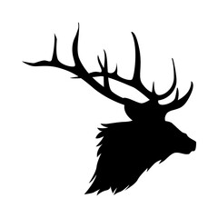 silhouette of elk head. deer, moose. animal, wild, hunting concept. suitable for poster, sticker, pr