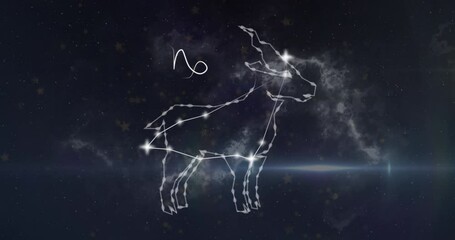 animation of capricorn star sign on black background