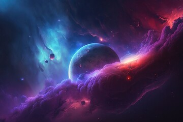 Wall Mural - purple galaxy universe background, generative ai	
