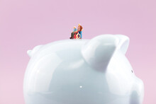 Miniature Photography Old People's Piggy Bank Pension