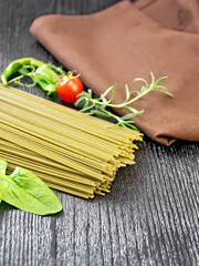 Poster - Spaghetti spinach on dark board