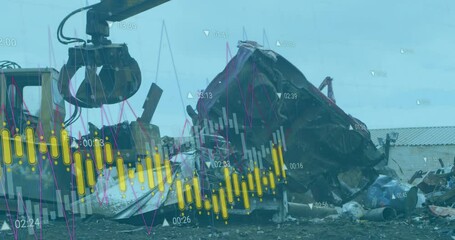 Poster - Animation of data processing over machines segregating waste at rubbish dump