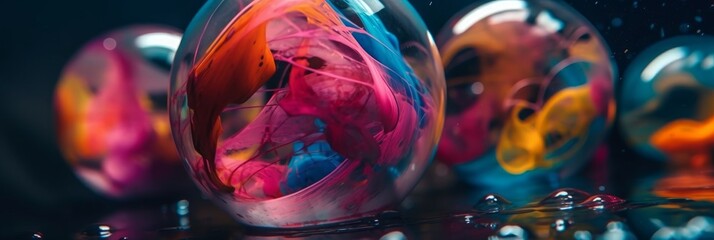 Wall Mural - an abstract header with a paint and ink splash and splatter pattern. generative ai.