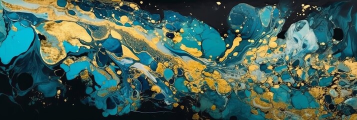 Wall Mural - an abstract header with a paint and ink splash and splatter pattern. generative ai.