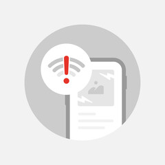 Poster - can not load page, no internet connection on mobile phone device concept illustration flat design vector eps10. modern graphic element for landing page, empty state ui, infographic, icon