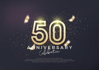 Wall Mural - Gold line design for 50th anniversary celebration. Premium vector for poster, banner, celebration greeting.