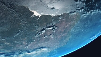 Wall Mural - Brazil from Space with Amazon Rainforest Visible and Earth Slowly Rotating with View from Orbit Dynamic Clouds Atlantic Sea and Atmosphere