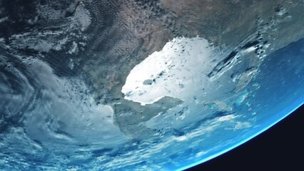 Wall Mural - Gulf of Mexico from Space with Florida USA Visible and Earth Slowly Rotating with View from Orbit Dynamic Clouds Atlantic Sea and Atmosphere