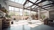 © VERTEX SPACE - home studio workshop with modern loft design and skylight roof top multi purpose function home design concept, image ai generate
