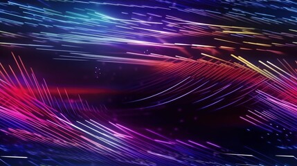 Wall Mural - abstract background with line wave, digital technology network concept wallpaper, red blue dark base gradient spectrum shooting stars short, generative ai