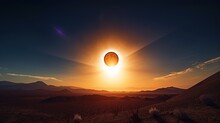 A Solar Eclipse With The Moon Passing In Front Of The Sun Generative Ai