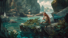 Beautiful Mermaid Waiting For Something Magical Generative Ai