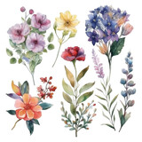 Fototapeta Sypialnia - bouquet of flowers by watercolor , generative ai