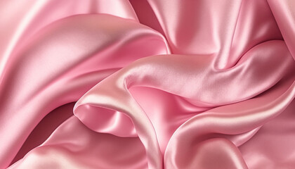 Pink crumpled silk fabric texture background