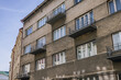 Facade of modernist style tenement on Jagiellonska Street in Rzeszow city, Poland