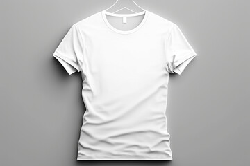 isolated white t shirt mockup template, front view, man and woman t shirt on gey background